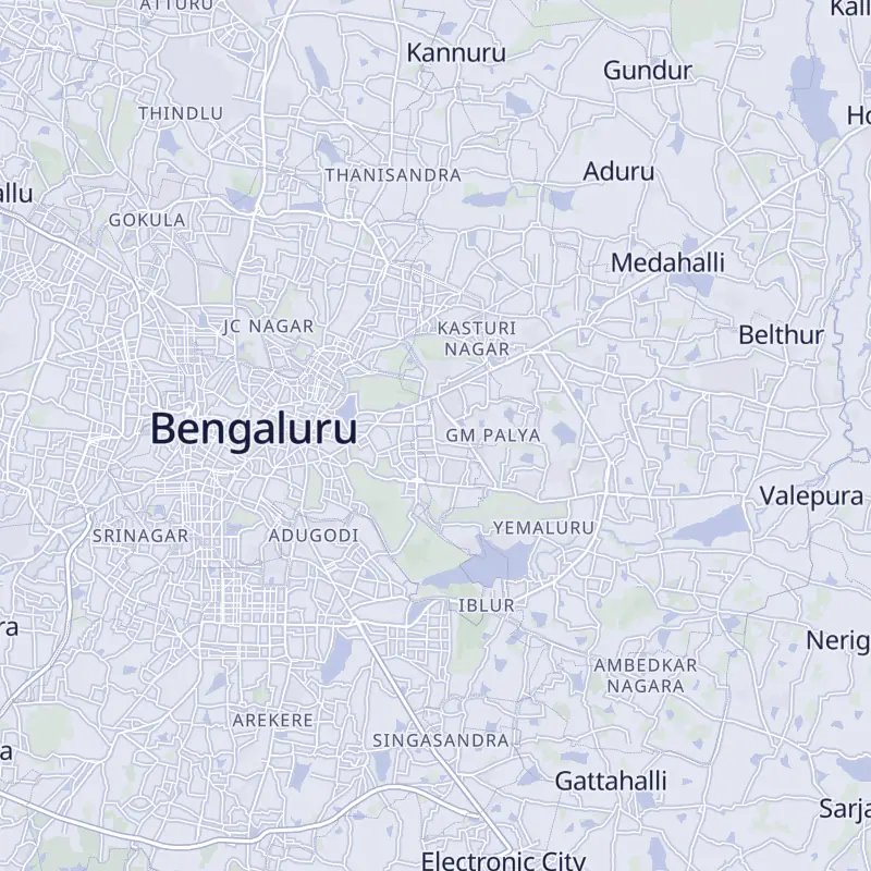 Street map of Bangalore with 20 numbered pins, one for each clinic in the list.