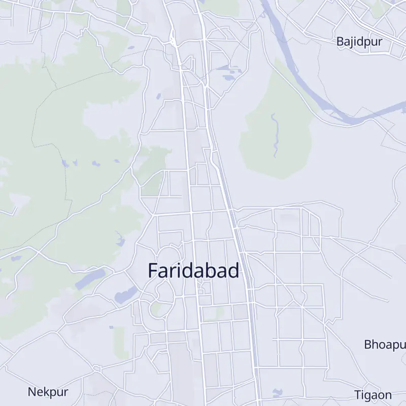 Street map of Faridabad marking Max Clinique in Sector 7.