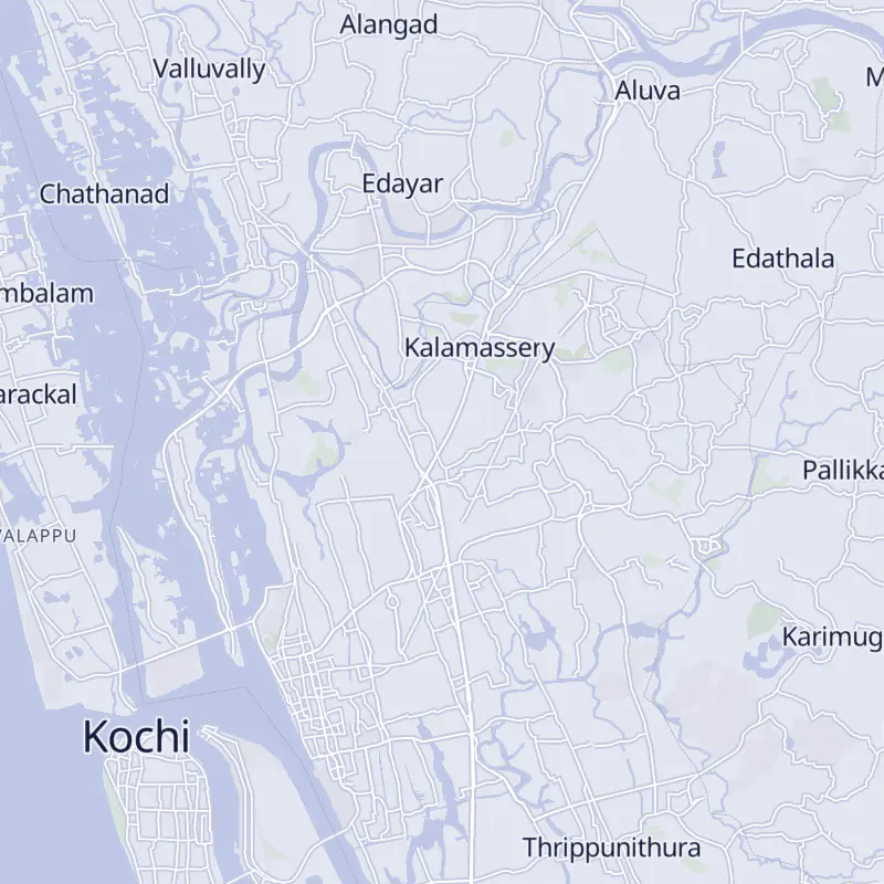 Street map of Kochi marking DHI Kochi in Elamkulam.