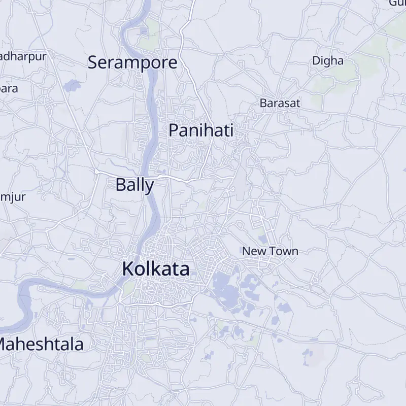 Street map of Kolkata marking Novo Aesthetic Clinic in Newtown.