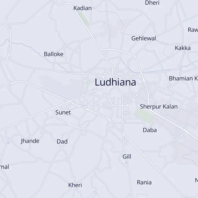 Street map of Ludhiana marking Gupta Hair Transplant in Rishi Nagar.