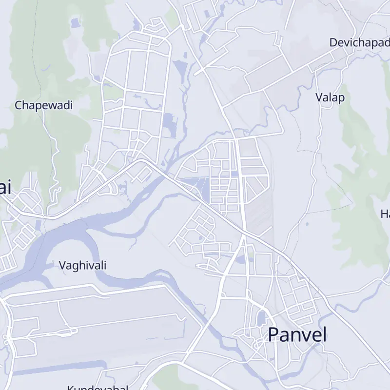 Street map of Panvel with 10 numbered pins, one for each clinic in the list.